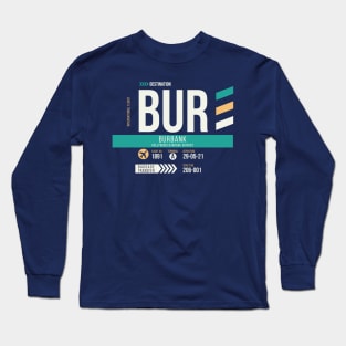 Burbank Hollywood (BUR) Airport Code Baggage Tag Long Sleeve T-Shirt